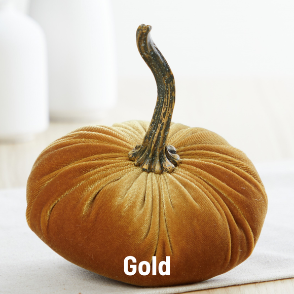 Pumpkin Small Velvet Fall Decor Gift for New Apartment Best: Gold