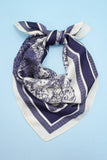 LARGE FLORAL TOILE PRINT BANDANA SCARF | 40SC653: NAVY