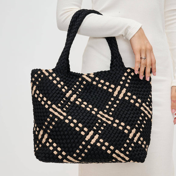 Sky's The Limit - Medium Woven Neoprene Tote: Black Nude