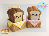 Bread Basket - Brown Book Nook Clicker 3D Printed Fidget Keychain: 2-shelf Book Nook / Keychain