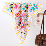 Multi-Color Floral Silk-Feel Scarf | 40SC704: Off White