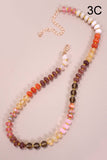 NATURAL AGATE GLASS SEMI PRECIOUS BEAD NECKLACE | 80N896: 1A