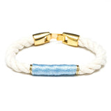 Beacon - Ivory/Light Blue/Gold - Nautical Rope Bracelet: M