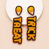 HALLOWEEN TRICK OR TREAT SEED BEAD DROP EARRINGS | 40E504: PINK