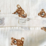 Teddy Bear Bamboo Muslin Swaddle Baby Blanket