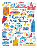 Greetings From Chicago Landmarks Blank Card