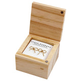 Treasure Box Bow Earring - Beautiful Things: Pine Wood, Zinc Alloy, Glass / 0.5 W x 0.45 H, Box: 2 SQ x 1.25 H
