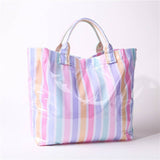 Large Striped Vinyl Tote Bags | 40P595: MULTI