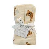 Teddy Bear Bamboo Muslin Swaddle Baby Blanket