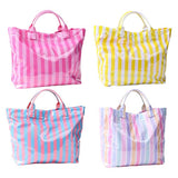 Large Striped Vinyl Tote Bags | 40P595: MULTI