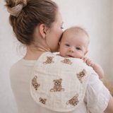 Teddy/Taupe | Bamboo Muslin Burp Cloth Set 2-Pack