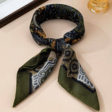 Vintage Botanical Floral Paisley Square Scarf | 80SC3105: GREEN