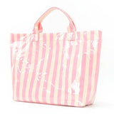 Large Striped Vinyl Tote Bags | 40P595: PINK YELLOW