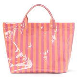 Large Striped Vinyl Tote Bags | 40P595: MULTI