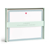 Scalloped Heart Flat Notecard Set, 8 Cards & Envelopes