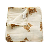 Teddy Bear Bamboo Muslin Swaddle Baby Blanket