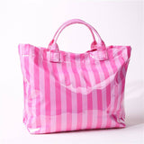 Large Striped Vinyl Tote Bags | 40P595: FUCHSIA PINK
