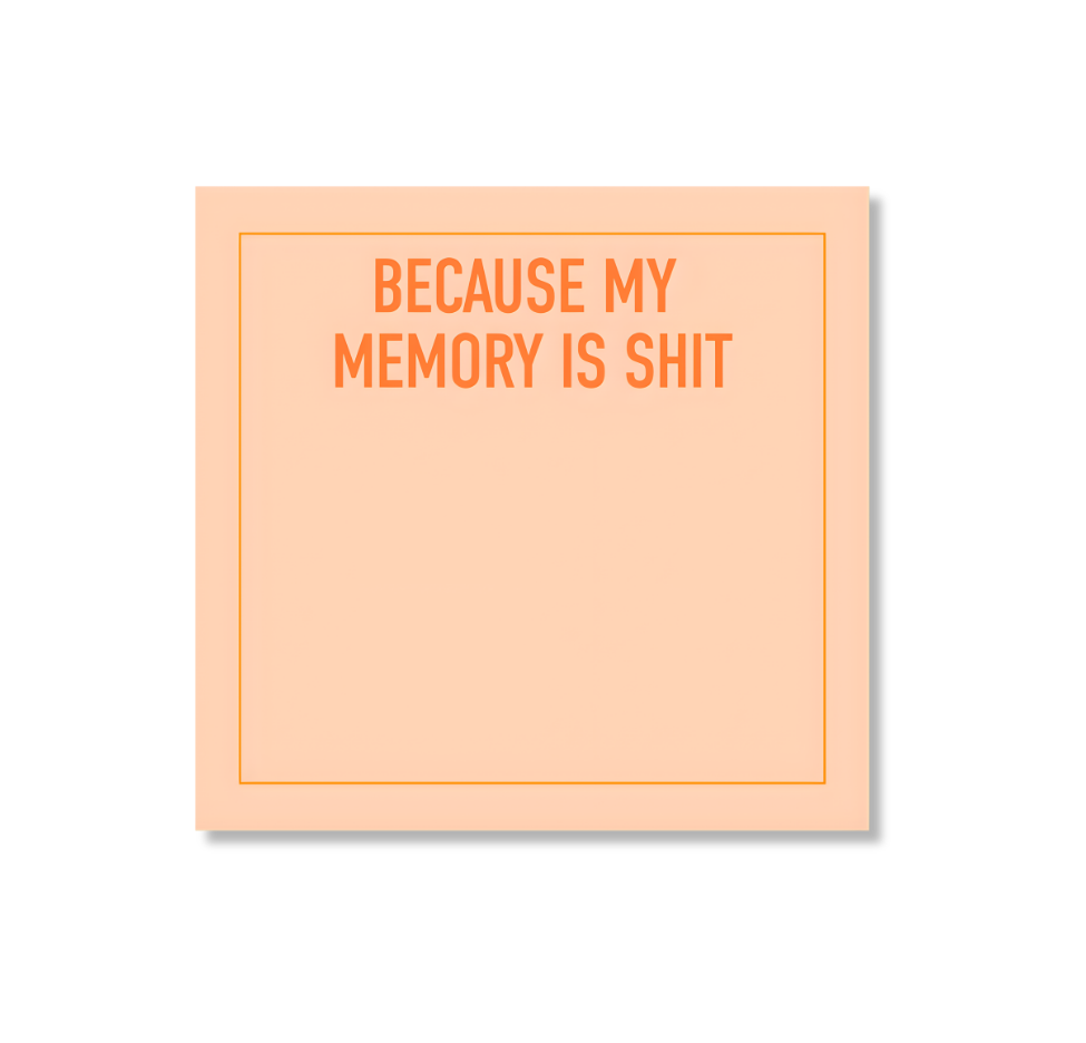 Because My Memory is Shit Sticky Note Pad – Toluka Paperie + Gifts