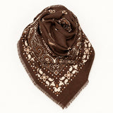 Paisley Print Oversized Square Scarf | 40SC749: BROWN