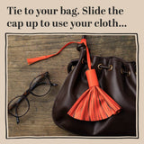 *NEW* Bag Tassel Lens Cloth: Brown