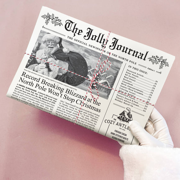 4pk Christmas Newspaper Gift Wrap Sheets - The Jolly Journal