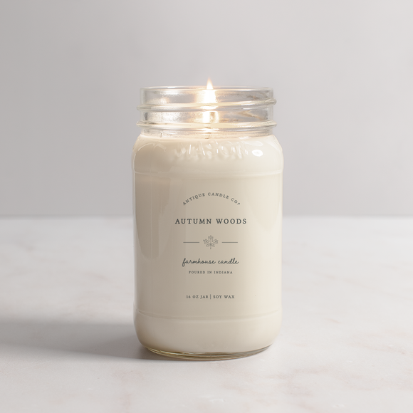 Autumn Woods - Soy Wax Mason Jar Candle: 16 oz