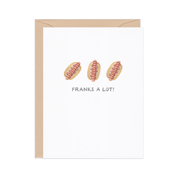 Franks A Lot Hot Dog — Food Pun Thanks Card