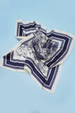 LARGE FLORAL TOILE PRINT BANDANA SCARF | 40SC653: NAVY