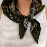 Vintage Botanical Floral Paisley Square Scarf | 80SC3105: GREEN
