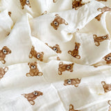 Teddy Bear Bamboo Muslin Swaddle Baby Blanket