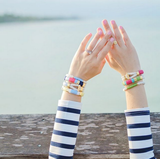 Beacon - Ivory/Light Blue/Gold - Nautical Rope Bracelet: S