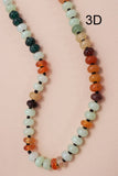 NATURAL AGATE GLASS SEMI PRECIOUS BEAD NECKLACE | 80N896: 3A