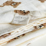 Teddy Bear Bamboo Muslin Swaddle Baby Blanket