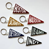 Chicago Custom Acrylic Pennant Keychain: Navy