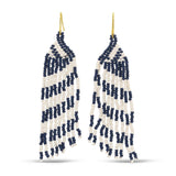 Sale - Long Game Day Earrings: Blue/White