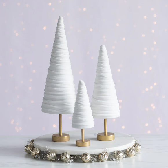 Pedestal Velvet Tree - White