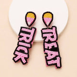 HALLOWEEN TRICK OR TREAT SEED BEAD DROP EARRINGS | 40E504: FUCHSIA