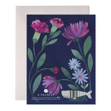 Purple Flowers Thinking of You Greeting Card