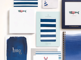 Navy Stripes Thank You Greeting Card