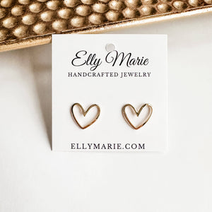 Gold Plated Simple Open Heart Stud