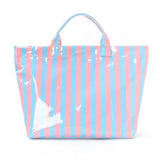 Large Striped Vinyl Tote Bags | 40P595: PINK GREEN