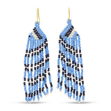 Sale - Long Game Day Earrings: Blue/White