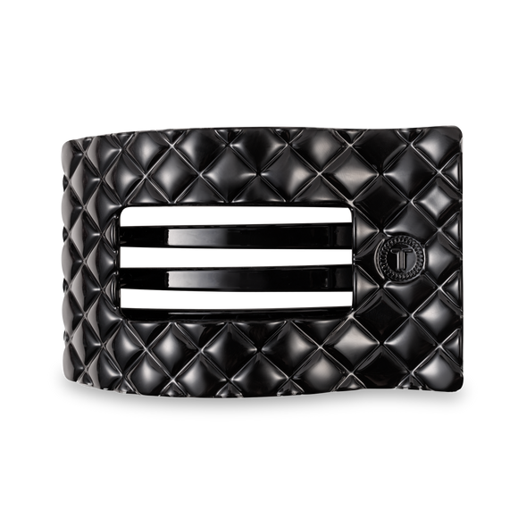 Flat Rectangle Hair Clip | Large | Jet Black Quilted