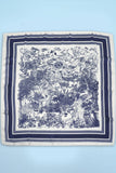 LARGE FLORAL TOILE PRINT BANDANA SCARF | 40SC653: NAVY