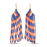 Sale - Long Game Day Earrings: Blue/White