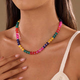 Natural Stone Semi-Precious Glass Mixed Necklace | 40NK9694: A