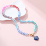 Natural Stone Semi-Precious Glass Mixed Necklace | 40NK9702: Jade