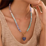 Natural Stone Semi-Precious Glass Mixed Necklace | 40NK9702: Turq
