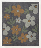 Flower Patch on Graphite Swedish Dishcloth