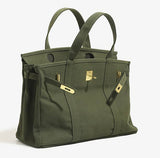 Handmade Premium Cotton Canvas Boat Bag Solid Color Preorder: Olive Green
